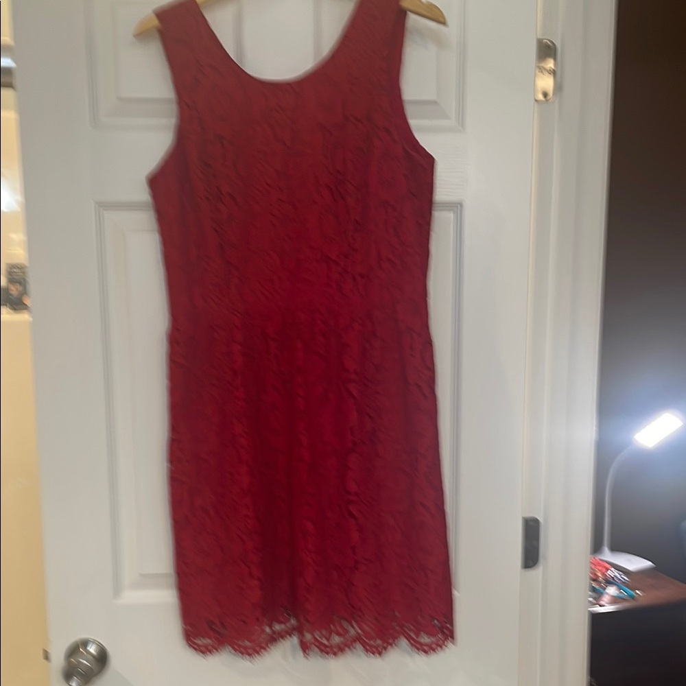 LOFT Red Cocktail Sheath Dress Sleeveless